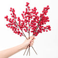 Lvydec 4 Pack Artificial Red Berry Stems - 17 Inch Christmas Holly Berry Branches for Holiday Home Decor and Crafts