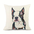 Redland Art Cute Pet Boston Terrier Dog Throw Pillow Covers Linen Sofa Decorative Cushion Cases For Home Decor 18  18 Inch