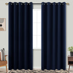 Mrs.Naturall Navy Blue Curtains 72x90 Inch Length for Bedroom 2 Panels Blackout Room Darkening Curtains