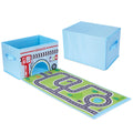 SAM AND MABEL Toy Cars Garage Box - Toy Storage Box with Car Rug Play Mat, Collabsible Storage Organizer for Boys and Girls (GoG