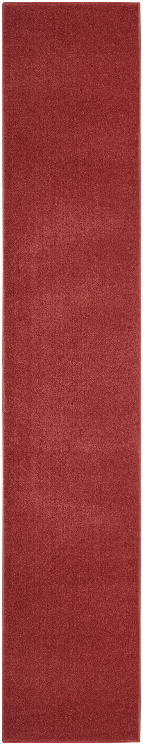 Nourison Essentials Solid Indoor/Outdoor Brick Red 2'2' X 20 Area Rug, Easy Cleaning, Non Shedding, Bed Room, Living Room, Dining Room, Deck, Patio, Backyard (2X20)