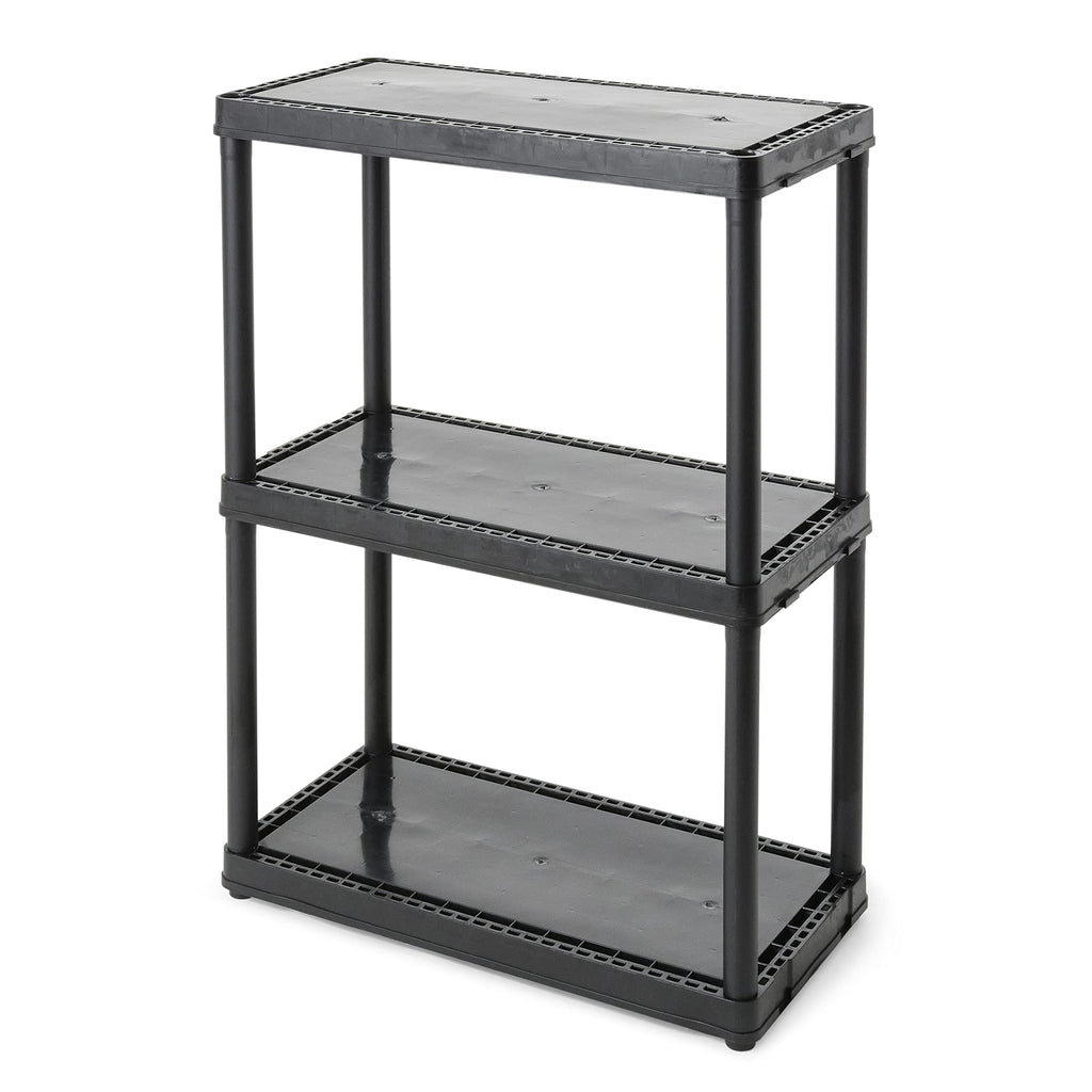 Gracious Living 3 Shelf Fixed Height Light Duty Storage Unit 12 X 24 X 33 Organizer System For Home, Garage, Basement, & Laundry, Black (2 Pack)