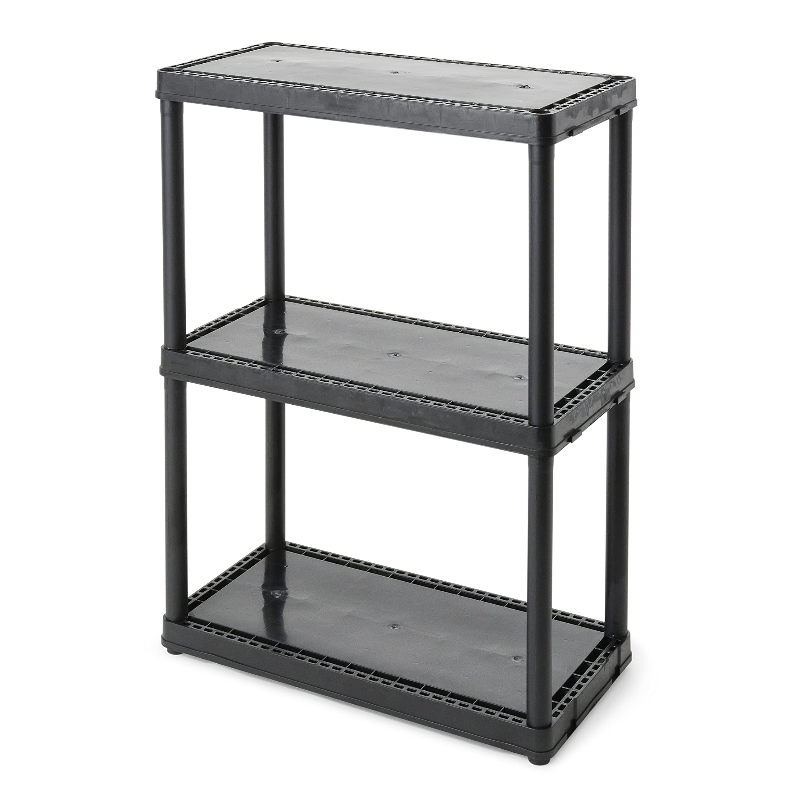 Gracious Living 3 Shelf Fixed Height Light Duty Storage Unit 12 X 24 X 33 Organizer System For Home, Garage, Basement, & Laundry, Black (2 Pack)
