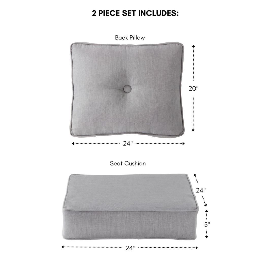 Greendale Home Fashions Outdoor 2-Piece Sunbrella Fabric Deep Seat Cushion Set, Granite