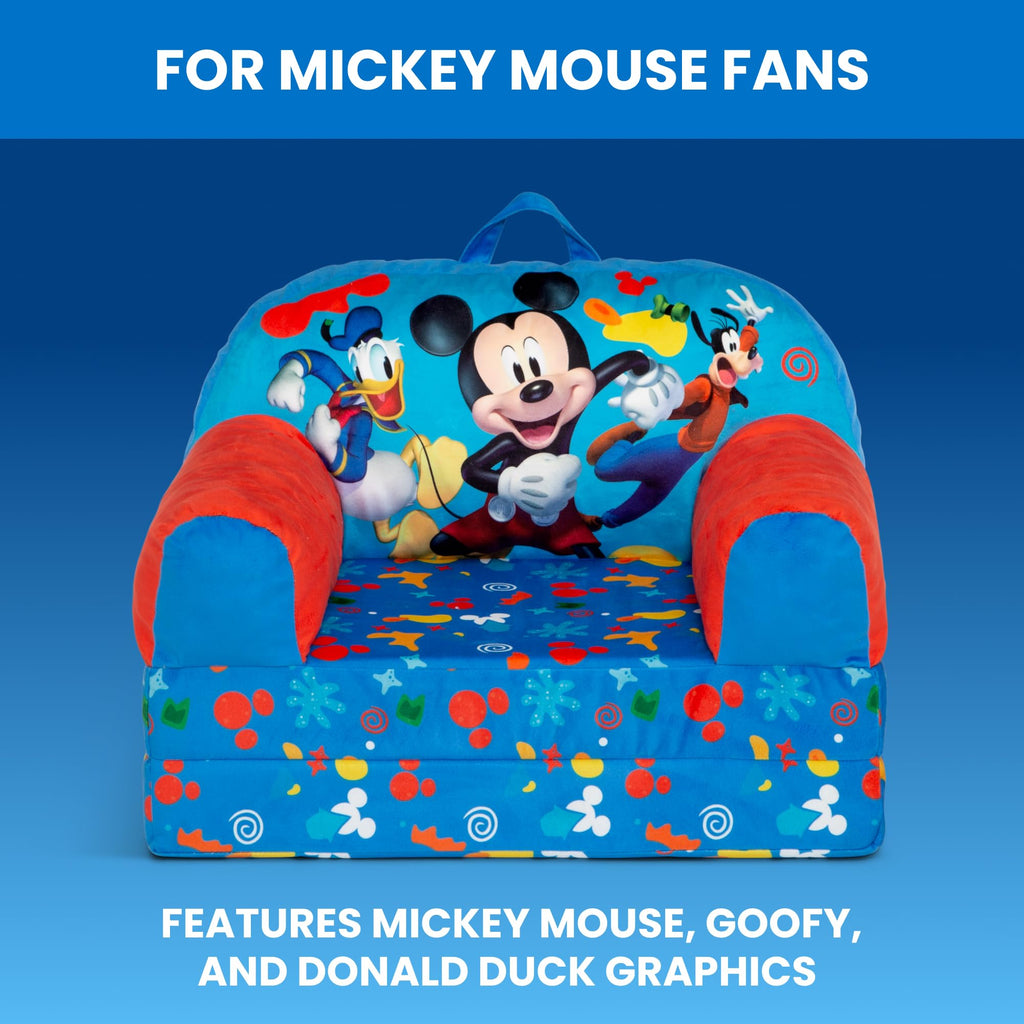 Delta Children Mickey Mouse Cozee Buddy Flip-Out Kids Chair Blue Foam Fabric FC85801MM-1055