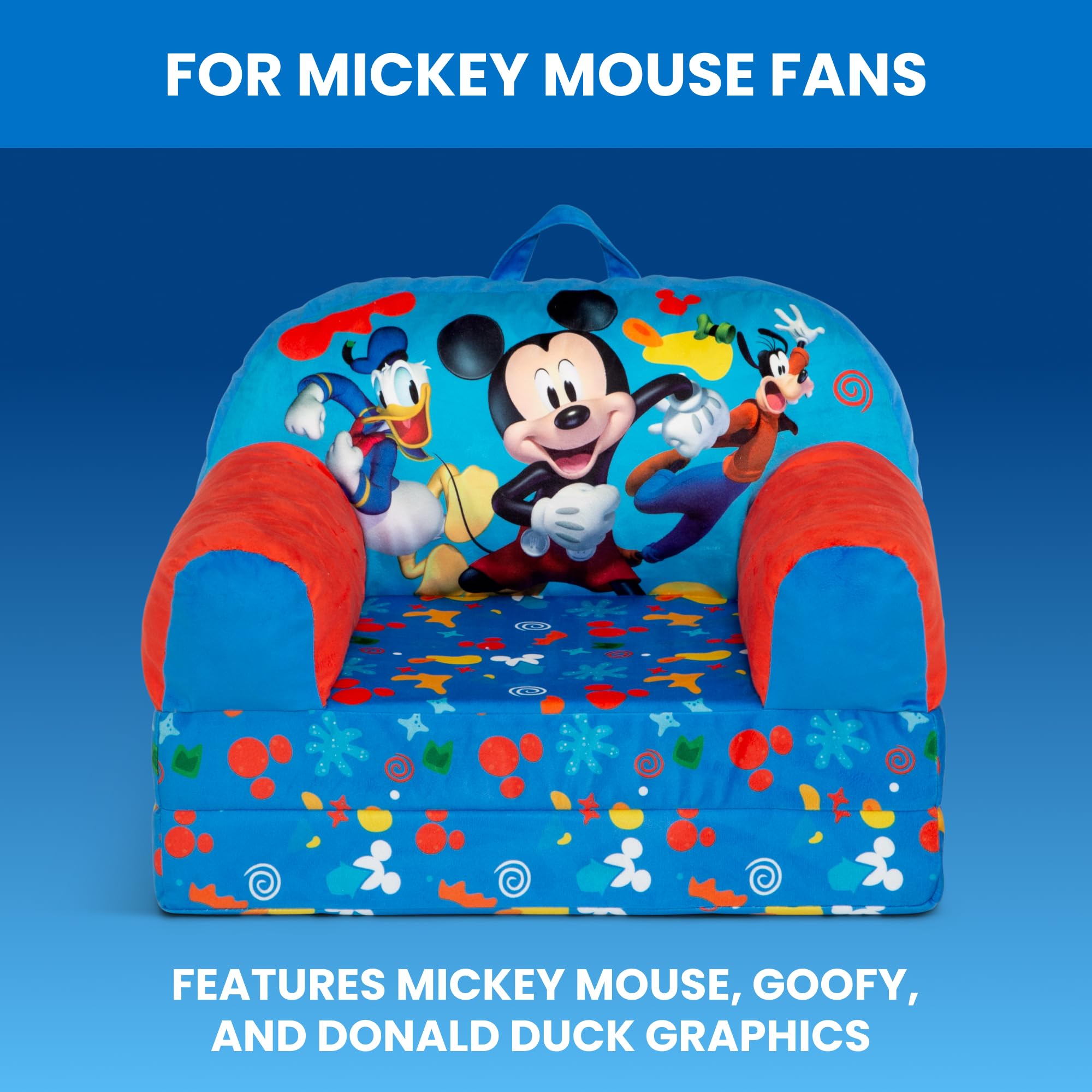 Delta Children Mickey Mouse Cozee Buddy Flip-Out Kids Chair Blue Foam Fabric FC85801MM-1055