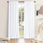 96 Inch Length Pure White Half Blackout Curtains For Bedroom - Rod Pockt Top Thermal Insulated Window Treatment Drapes For Living Room,2 Panels W 42 X L 96,2 Panels