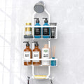 Kadolina Bathroom Hanging Shower Caddy, Over Head Shower Caddy Organizer Basket with Hooks for Towels, Razor and Sponge, White