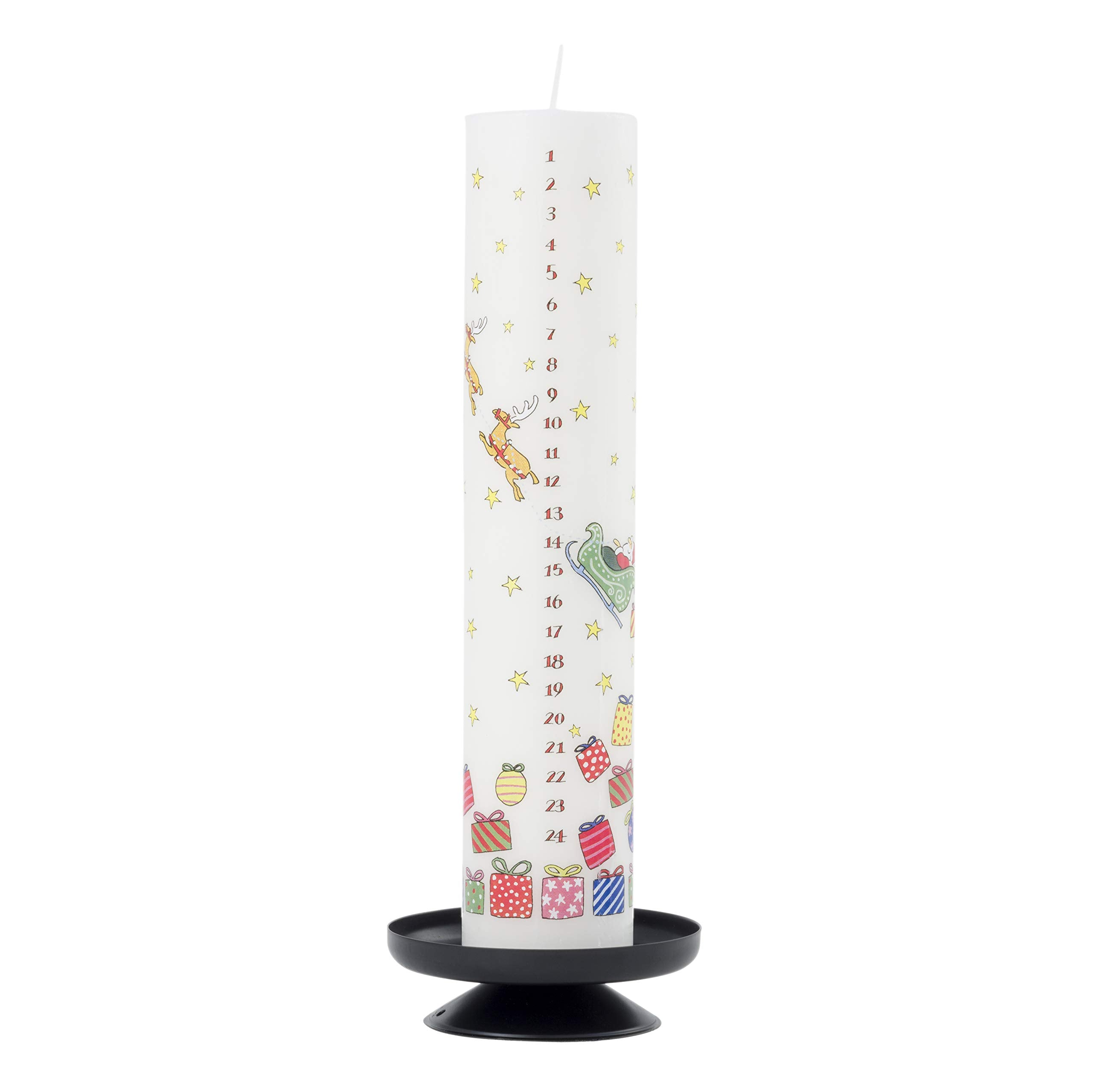 Alison Gardiner Santas Sleigh Advent Candle - Handmade Wax Pillar Candle with 50 Hours Burn Time - Classic Christmas Countdown 