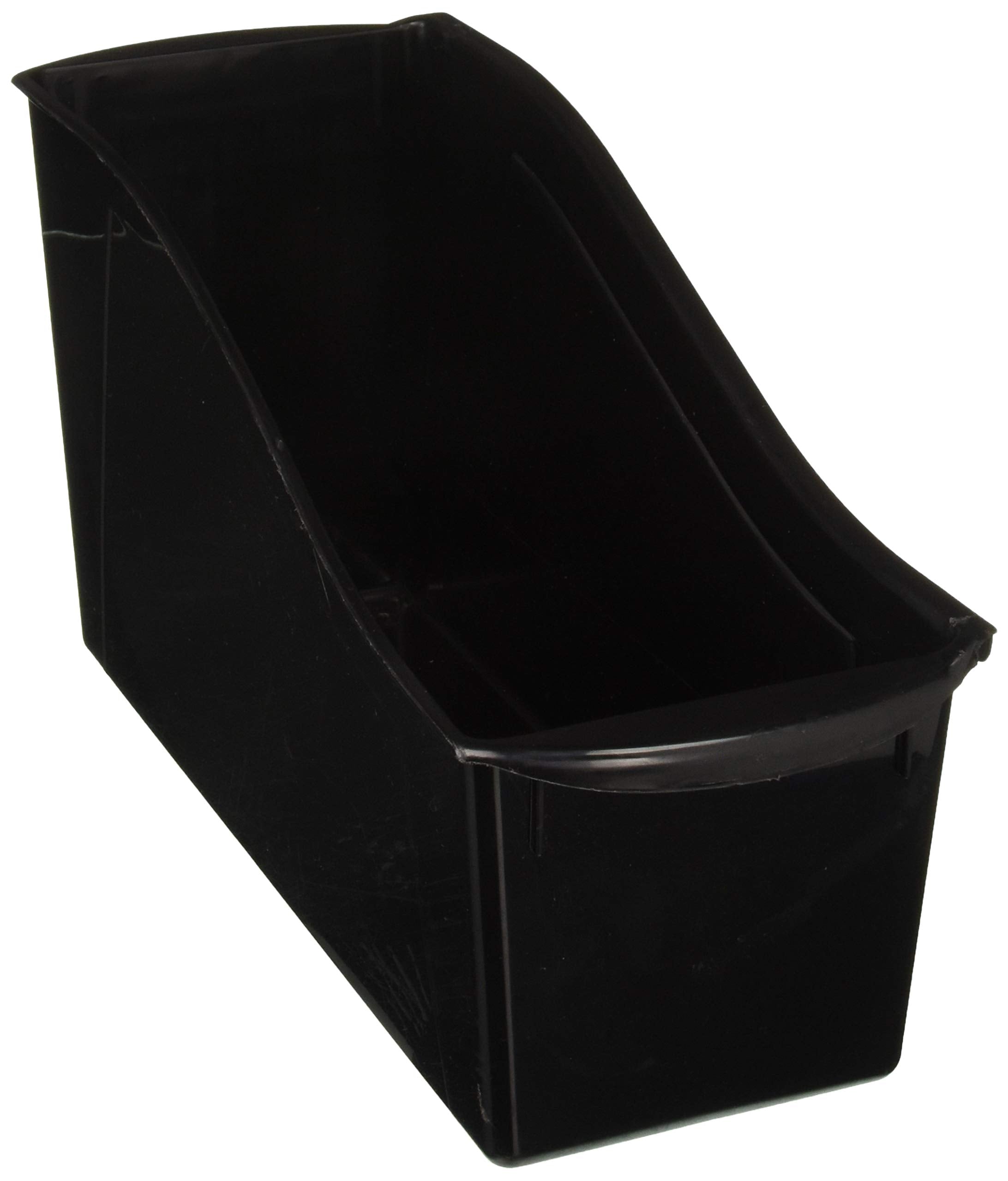 Storex Industries 14.3 x 5.3 x 7 Storex Large Book Bin with Front Pocket, Black