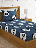 Home Sizzler 144 Tc Microfibre KidS Panda Single Bedsheet With 1 Pillow Cover, Grey