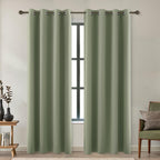 Koufall Dark Sage Green Blackout Curtains For Bedroom 84 Inch Length 2 Panels Set,Thermal Insulated Black Out Drapery Grommet Room Darkening Window Curtain Drapes For Living Room,52X84 Inches Long