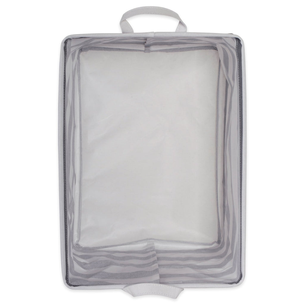 Dii Laundry Storage Collection, Pe Coated Collapsible Bin With Handles, Gray Stripe, Large Set, 10.5X17.5X10''