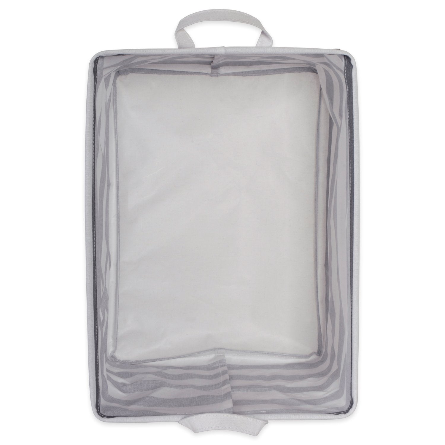 Dii Laundry Storage Collection, Pe Coated Collapsible Bin With Handles, Gray Stripe, Large Set, 10.5X17.5X10''