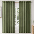 MIULEE Faux Linen Curtains 63 Inch Length 2 Panels Natural Olive Green Semi Sheer Curtain with Back Tab Rod Pocket, Light Filter