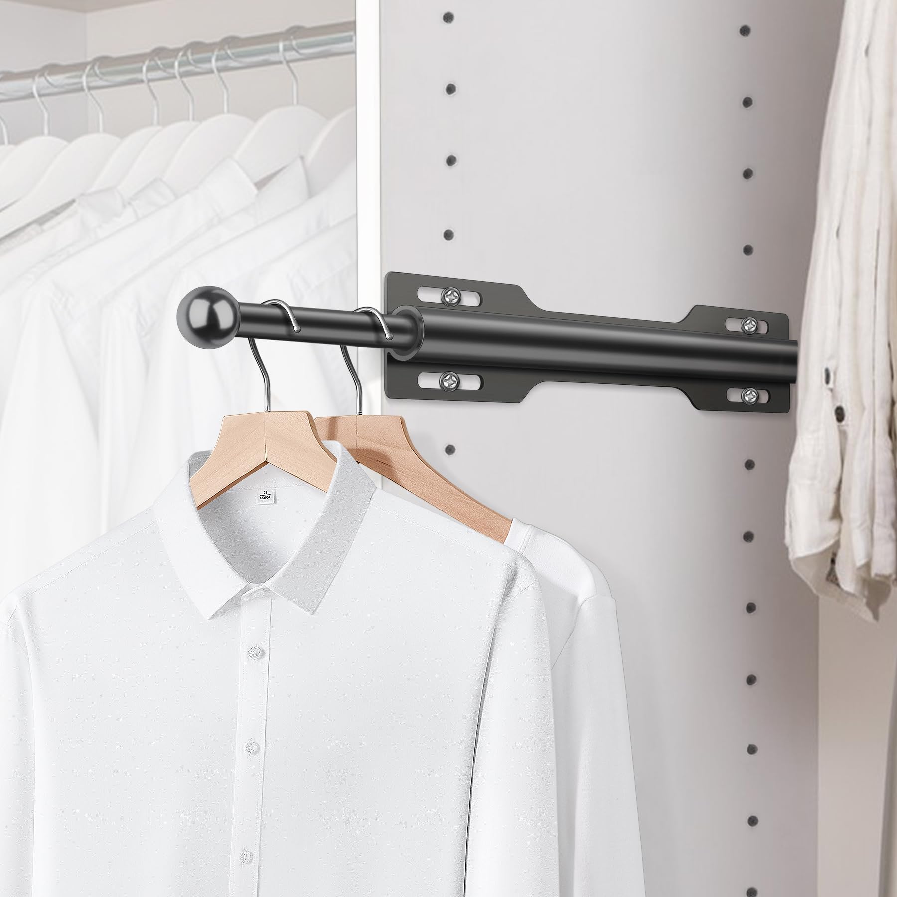 FIRJOY 12 Valet Rod for Closet Pull Out (1 Pack, Black)