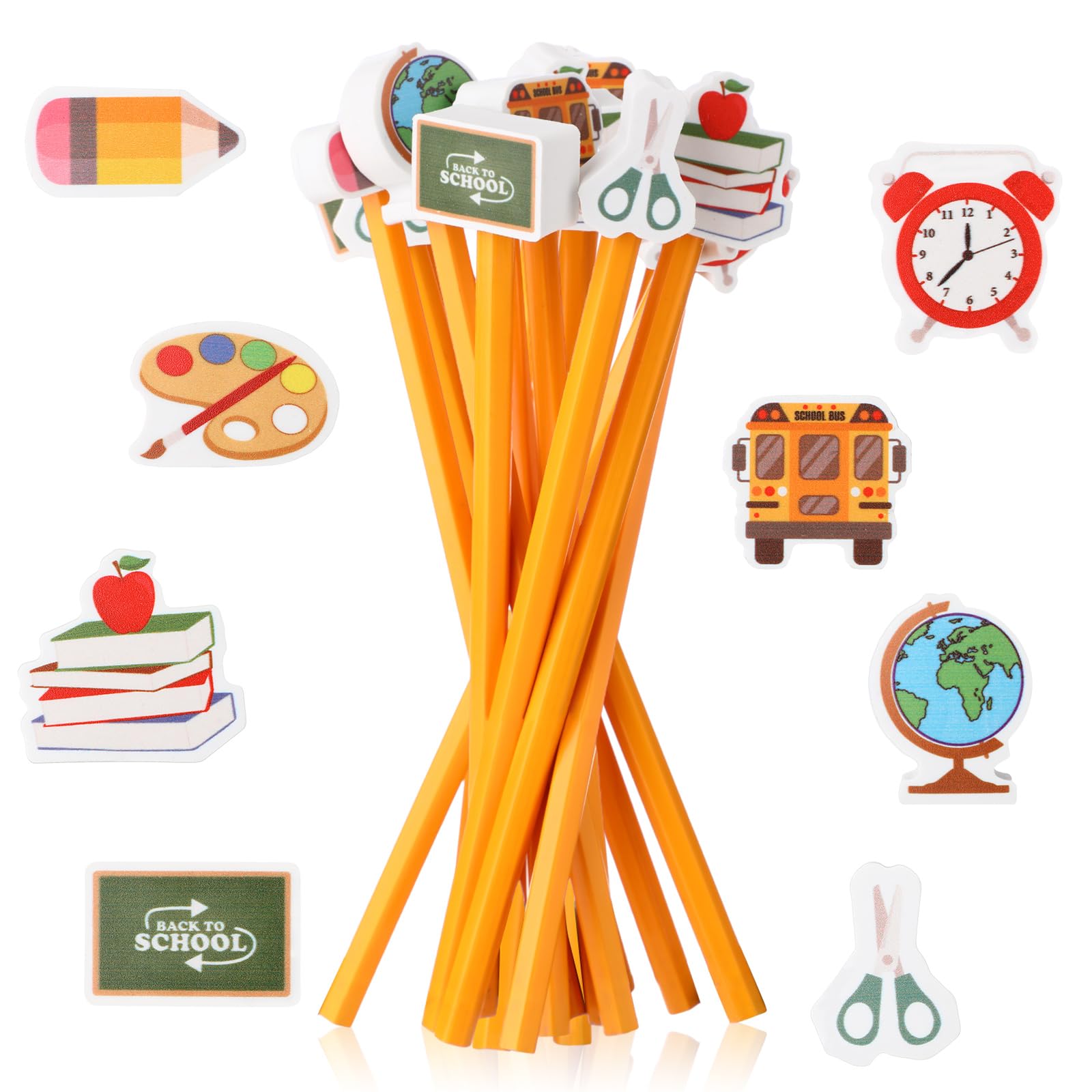 Spakon 40 Pack First Day Of School Gift Pencils For Kids Fun Pencils Cute Pencils With Erasers Cute Shaped Erasers Kindergarten