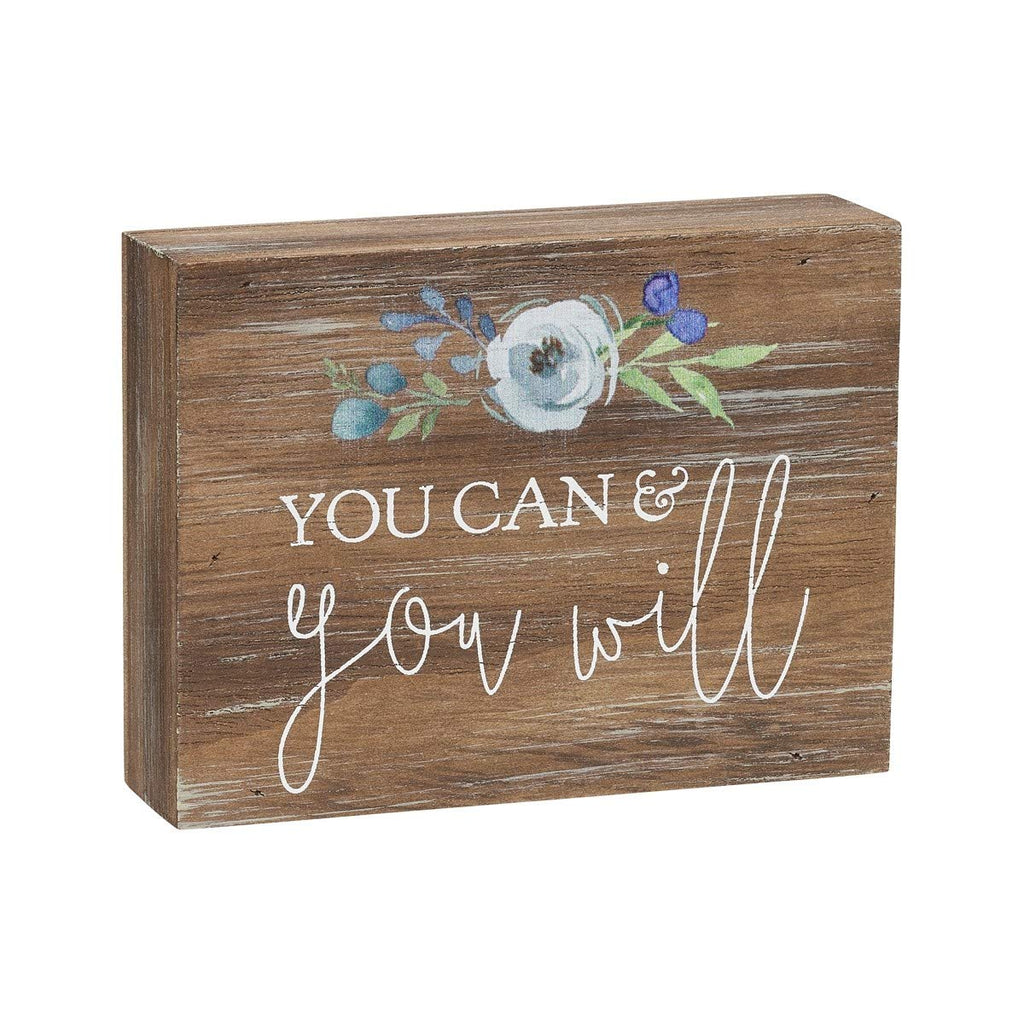 Inspirational Wood Grain Mini Block Sign, 4' (You Can & You Will)