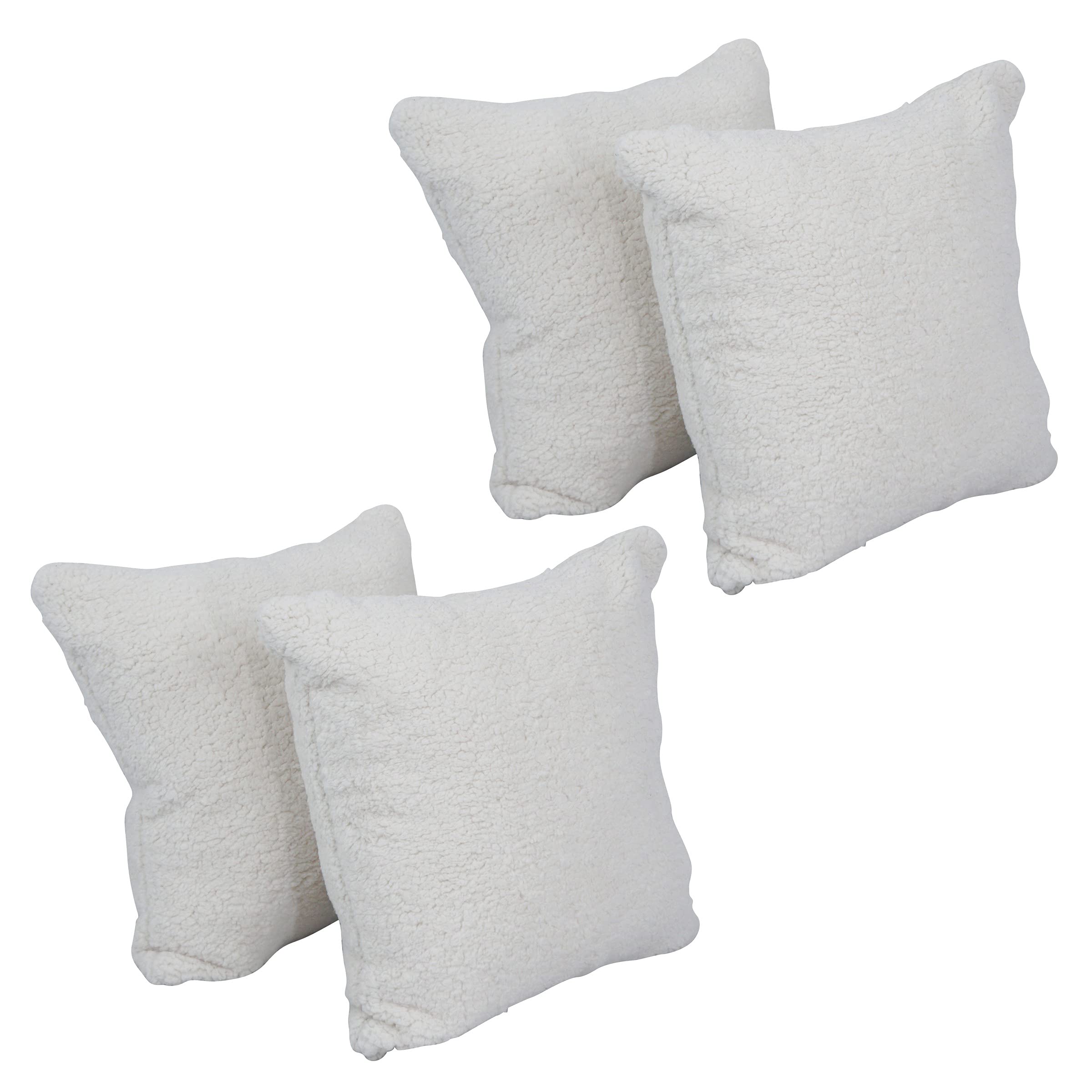 Blazing Needles Square Faux Fur Throw Pillows, 17", Grattan Rice 4 Count