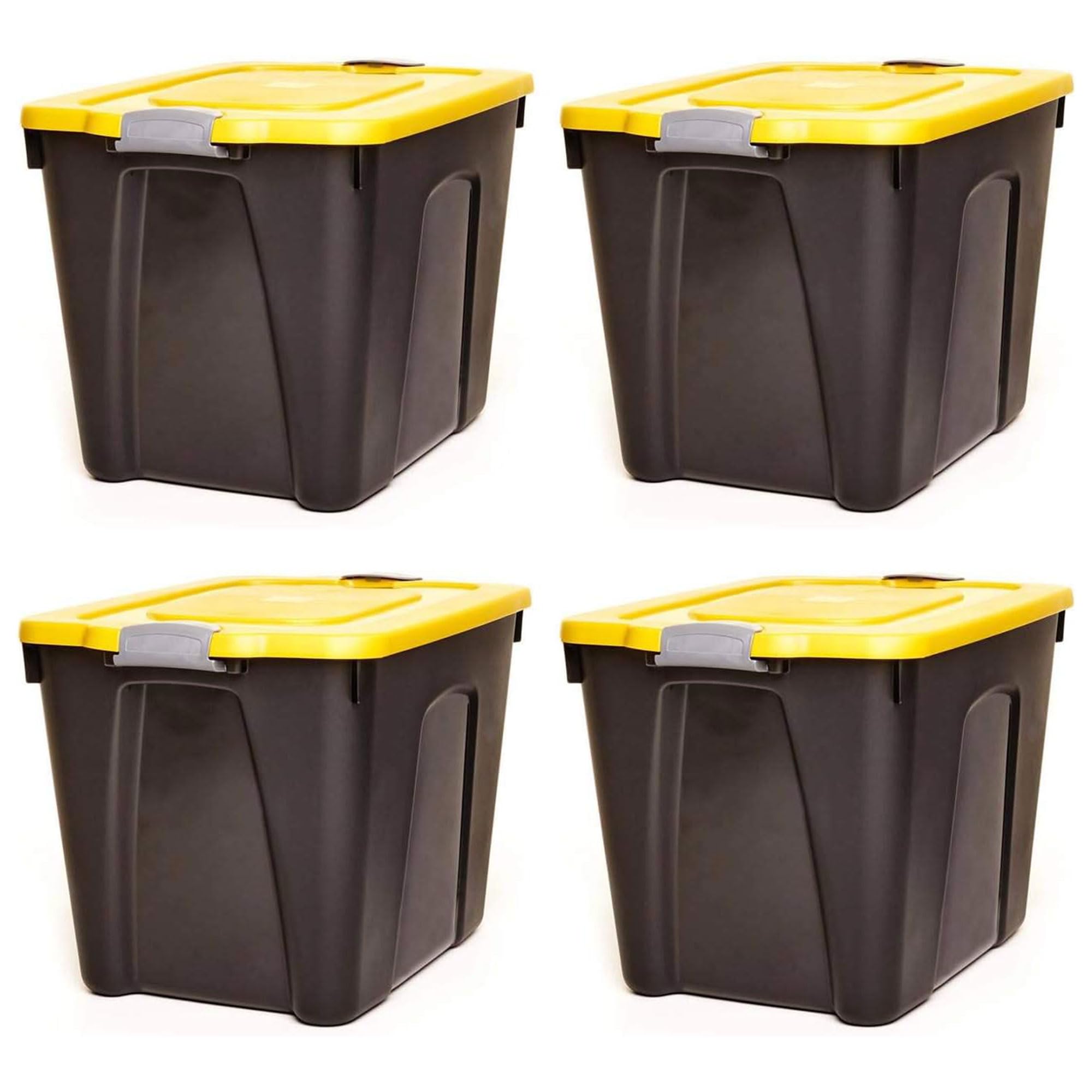 Homz 22-Gallon Durabilt Plastic Stackable Home Office Garage Storage Organization Container Bin w/Latching Lid and Handles, Blac