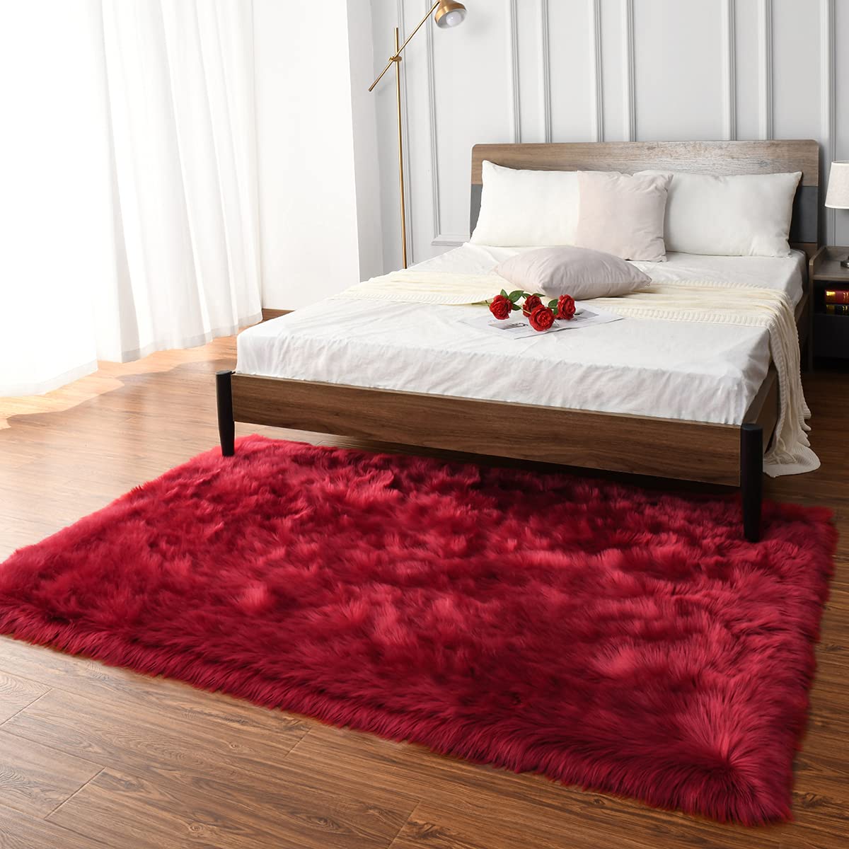 Lochas Ultra Soft Fluffy Rugs Faux Fur Sheepskin Area Rug For Bedroom Bedside Living Room Carpet Nursery Washable Floor Carpets,