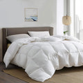 Serta Down Fiber Comforter Queen Size-All Season Duvet Insert, Luxury Fluffy Bed Comforter 100% Cotton 300 Thread Count Shell, D