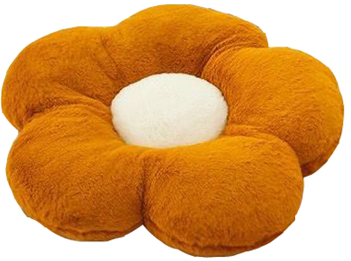 Yilanlan Cute Flower Cushion Plush Floor Casual Comfortable Pillow Office Living Room Bed Cushion Simple Decoration (40Cm, Brown