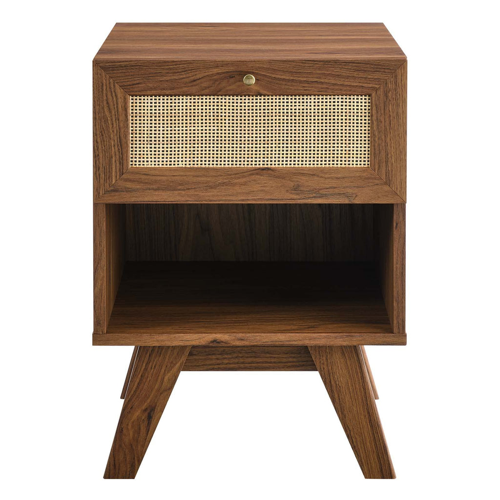 Modway Soma Modern Rattan, 1-Drawer Nightstand, Walnut