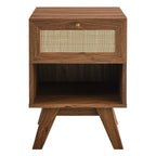 Modway Soma Modern Rattan, 1-Drawer Nightstand, Walnut