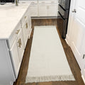 Collive Hallway Runner Rug, 2 x 6 Hand-Woven Reversible Washable Entryway Rug, White/Beige Cotton Modern Farmhouse Laundry Roo