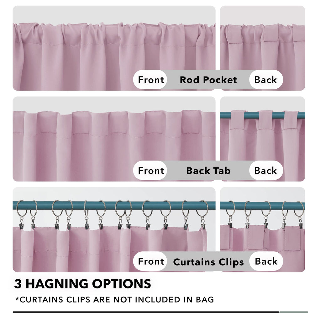 Deconovo Blackout Curtains Insulated Thermal, Rod Pocket And Back Tab Curtains - Room Darkening Curtains For Living Room, 52X95 Inch, Lavender, Set Of 2