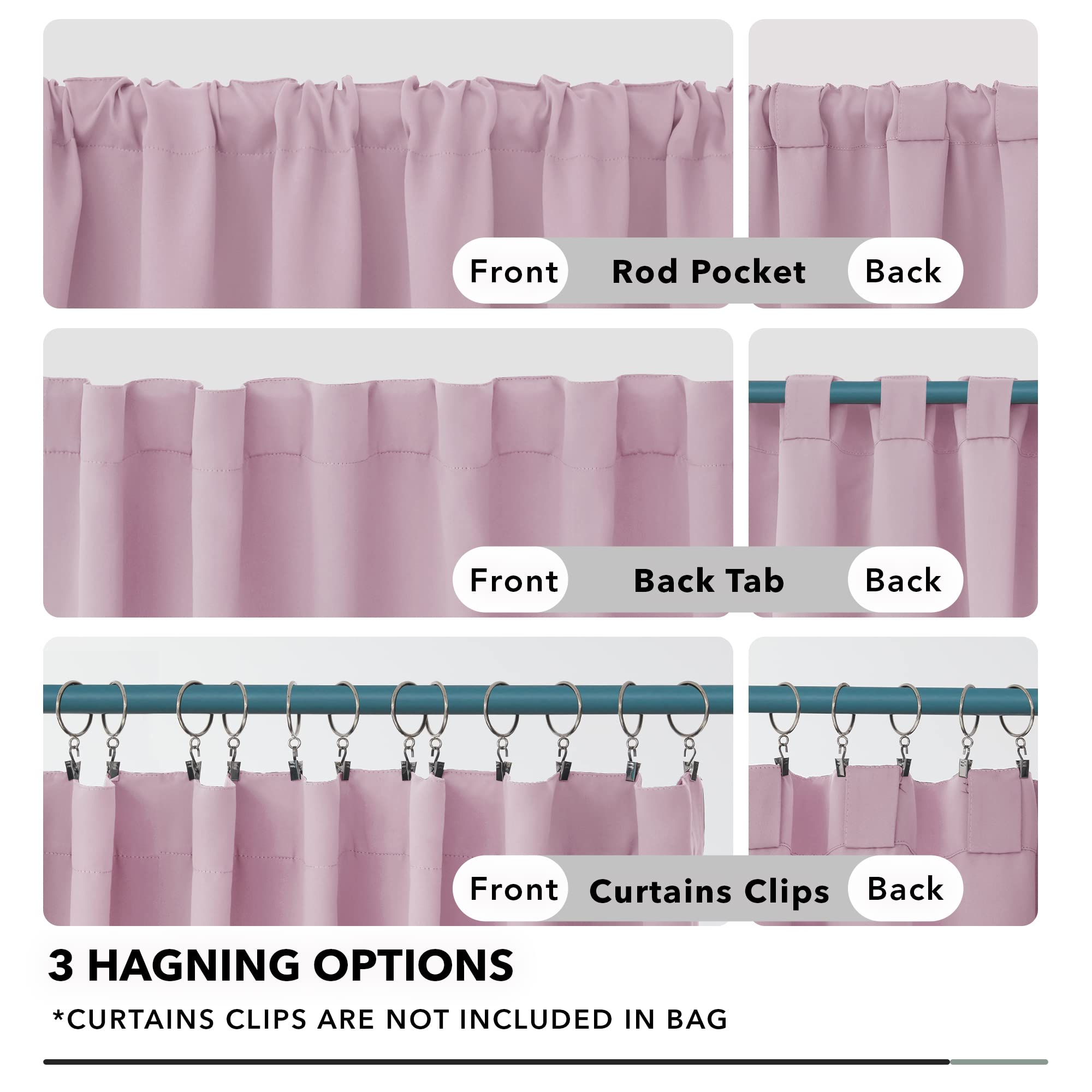 Deconovo Blackout Curtains Insulated Thermal, Rod Pocket And Back Tab Curtains - Room Darkening Curtains For Living Room, 52X95 Inch, Lavender, Set Of 2