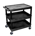 LUXOR TC211-B Large Flat Top and Tub Middle/Bottom Shelf Cart, 4 Caster Wheels with Locking Brake, Assembly Required, 400 lbs., 
