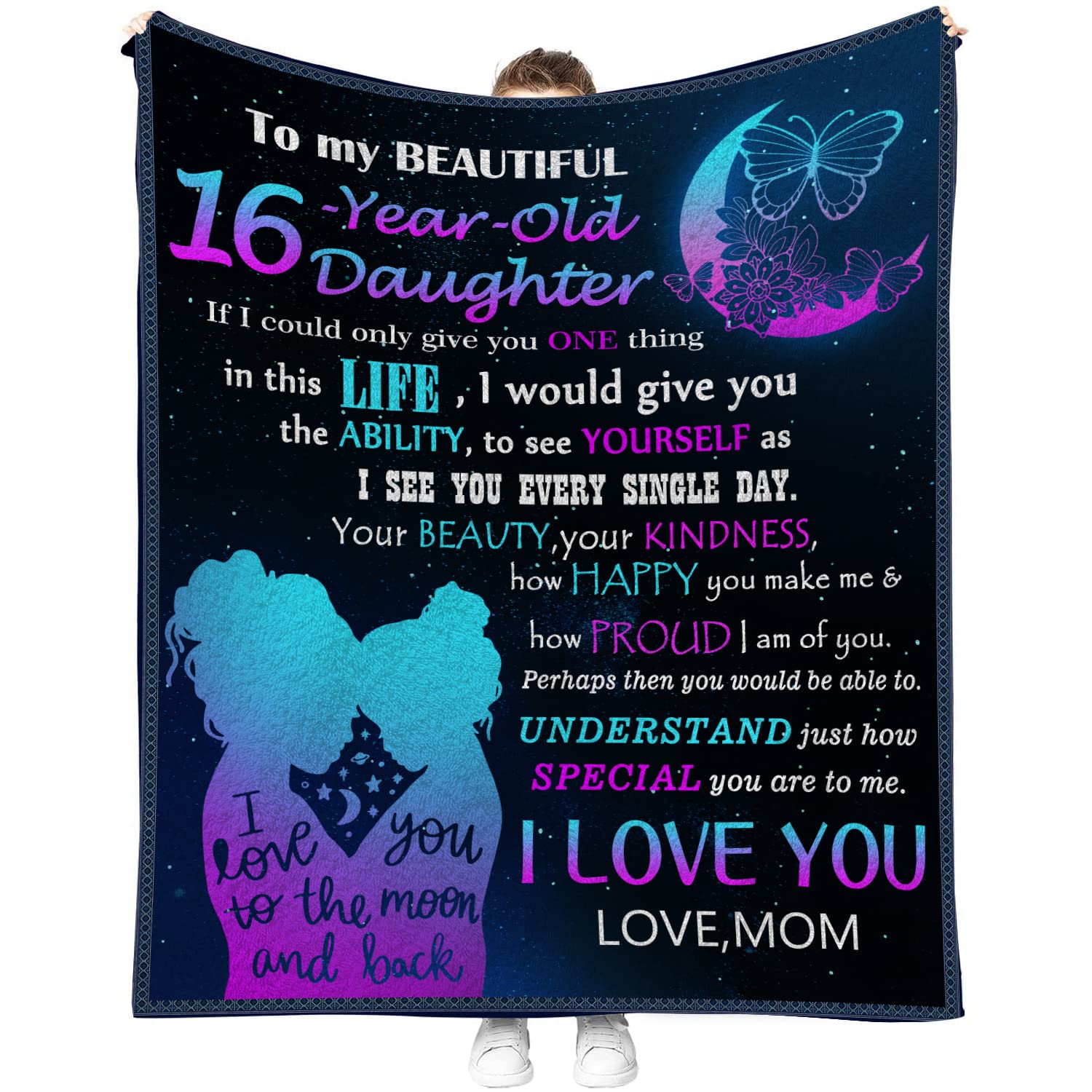 Coolim Sweet 16 Gifts For Girls, 16Th Birthday Gifts For Girls, Best Sweet 16 Gifts, 16 Year Old Daughter Throw Blanket 60'X50'