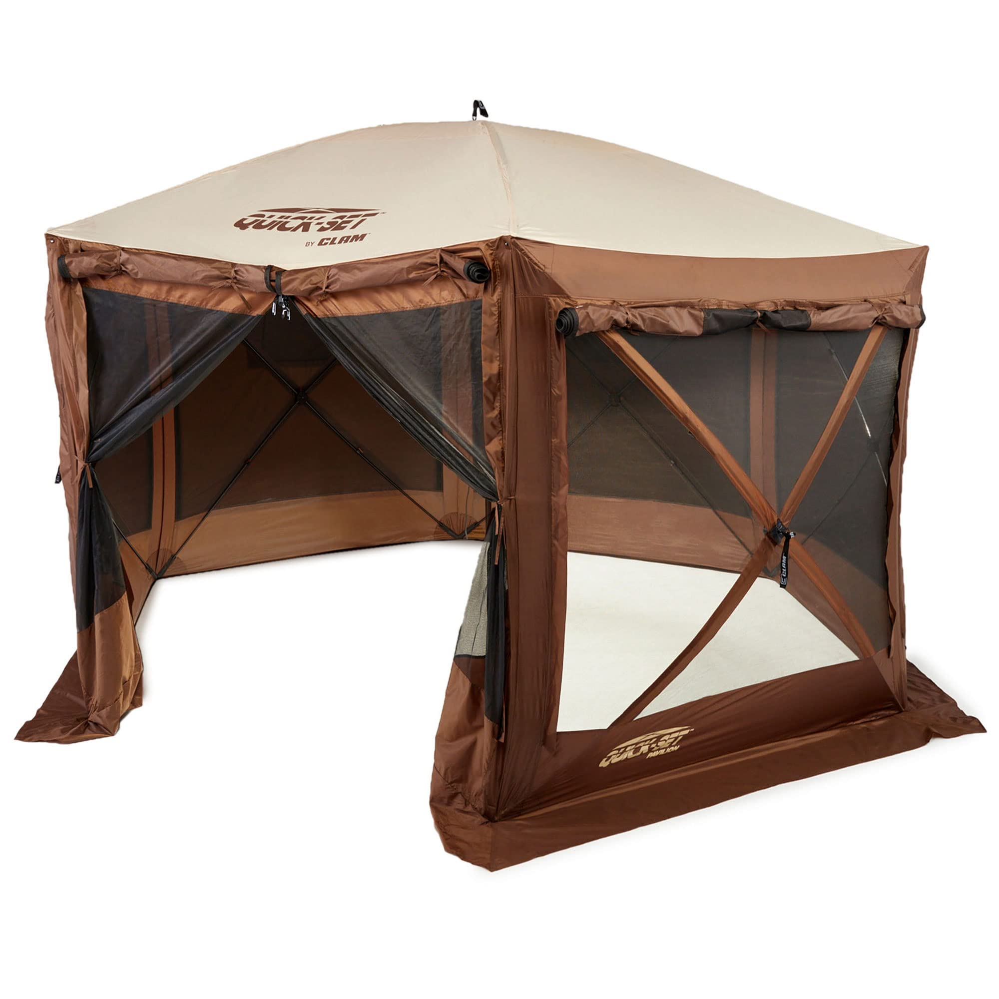 CLAM Quick-Set Pavilion 12.5 x 12.5 Foot Easy Set Up Portable Outdoor Camping Pop Up Canopy Gazebo Shelter with Ground Stakes an