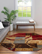Unique Loom Barista Collection Area Rug - Kouillou (7' 1'' Octagon, Multi/Brown)