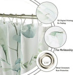 Gcirec Eucalyptus Leaf Waffle Shower Curtains, Weighted Bottom Sage Green Spring Watercolor Botanical Plants Textured Fabric Bat