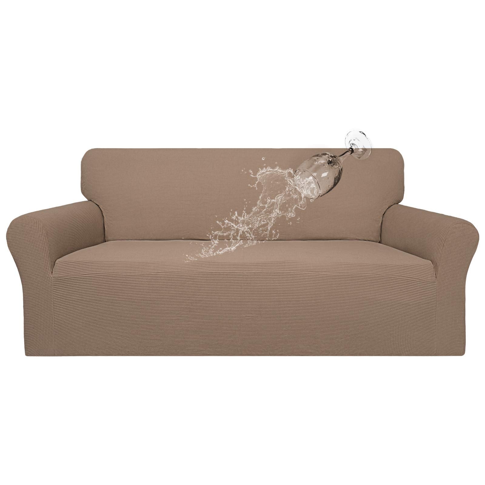Easy-Going 100% Waterproof Couch Cover, Dual Waterproof Sofa Cover, Stretch Jacquard Sofa Slipcover, Leakproof Furniture Protector For Kids, Pets, Dog And Cat (Sofa, Camel)