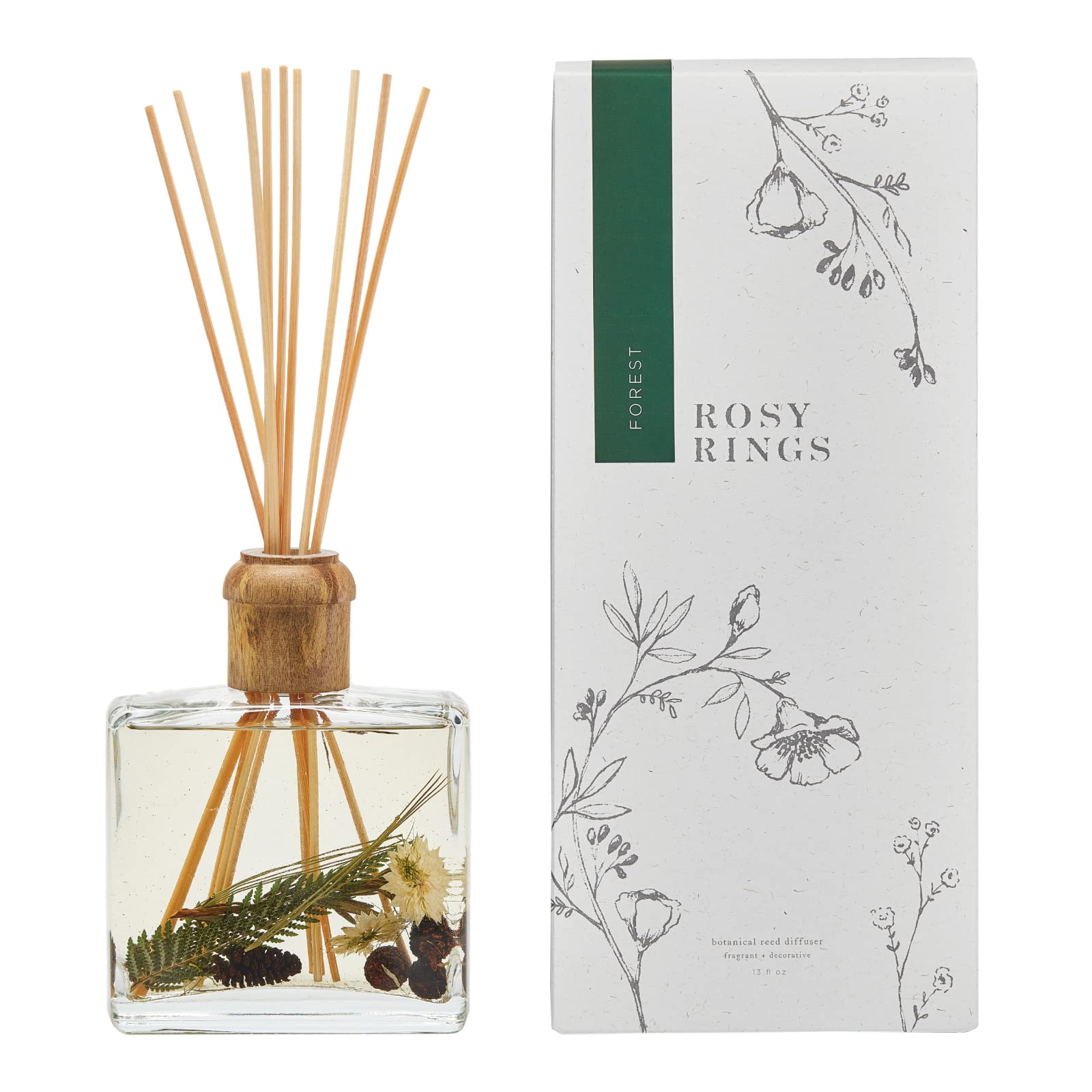 Rosy Rings Botanical Reed Diffuser 13oz - Lasts 6-12 Months, Aromatherapy Diffuser, Reed Diffuser Sticks, Diffuser with Botanica