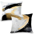 Supwhd Abstract Black White And Gold Pillow Covers 20X20 Set Of 2 - Modern Pillow Covers, Modern Home Decor, Black And Gold Deco