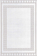 Mad Mats Geometric Outdoor Rug, Reversible Plastic Mat (6' X 9', Border - White/Sand)