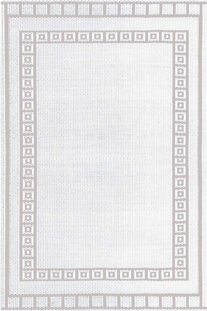 Mad Mats Geometric Outdoor Rug, Reversible Plastic Mat (6' X 9', Border - White/Sand)