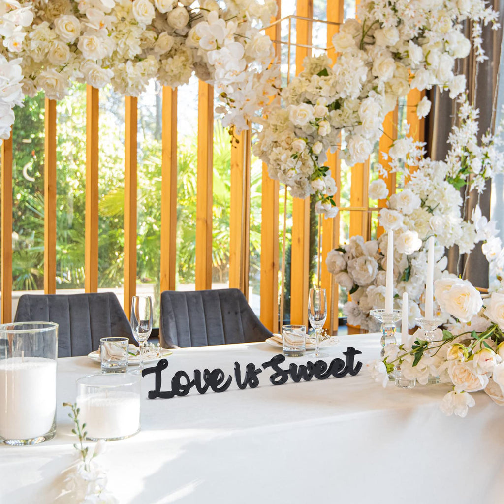 Kathfly Love Is Sweet Table Decor Hollow Love Sign Wooden Love Is Sweet Sign For Dessert Table Freestanding Love Wood Sign Love