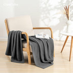 Cozecube Dark Grey Throw Blanket For Bed, Soft Cozy Cable Knit Throw Blanket For Twin Bed, Lightweight Warm Decorative Farmhouse