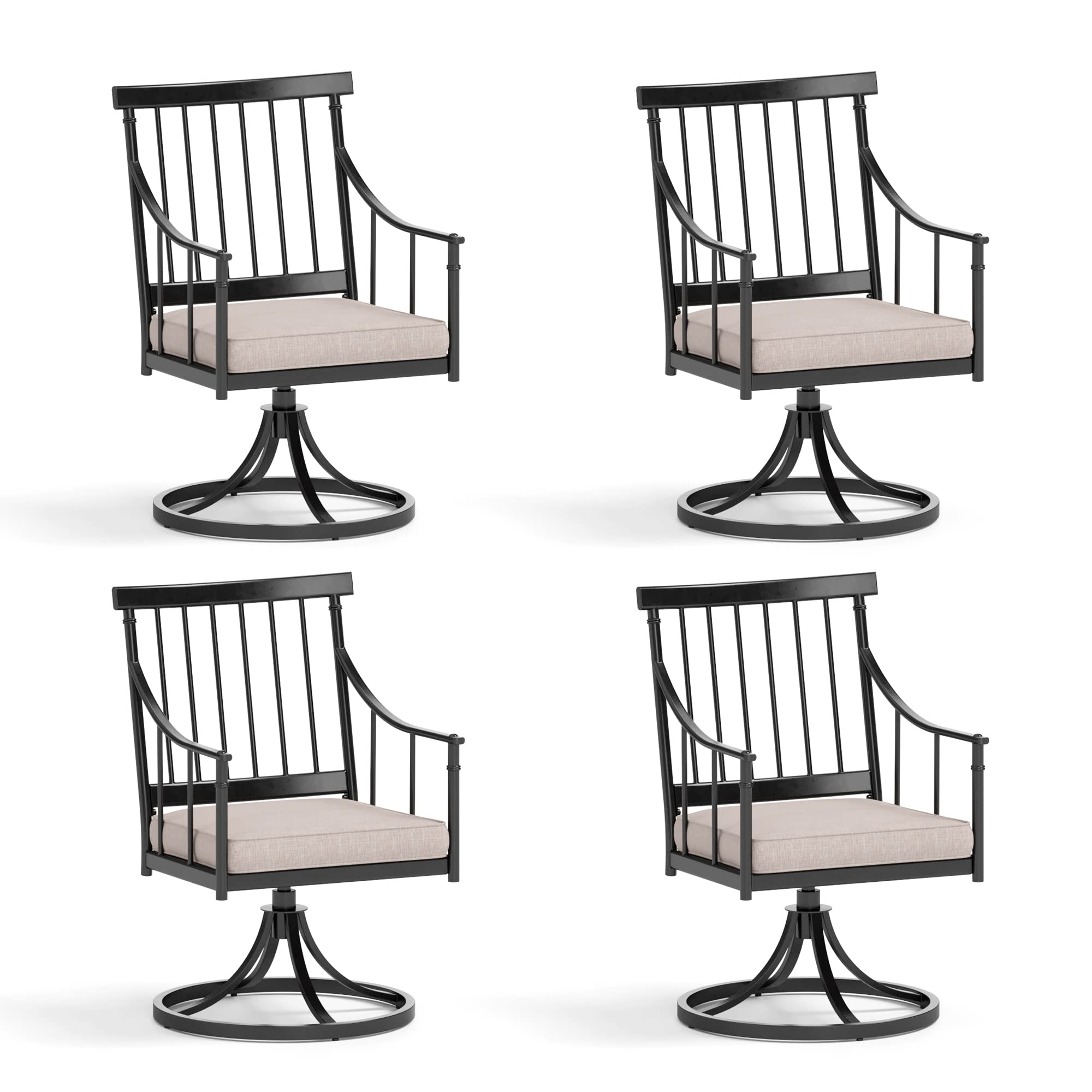 Sophia & William Swivel Patio Chairs Set Of 4, Metal Rocker Rocking Outdoor Dining Chairs With Seat Cushions, Patio Bistro Steel