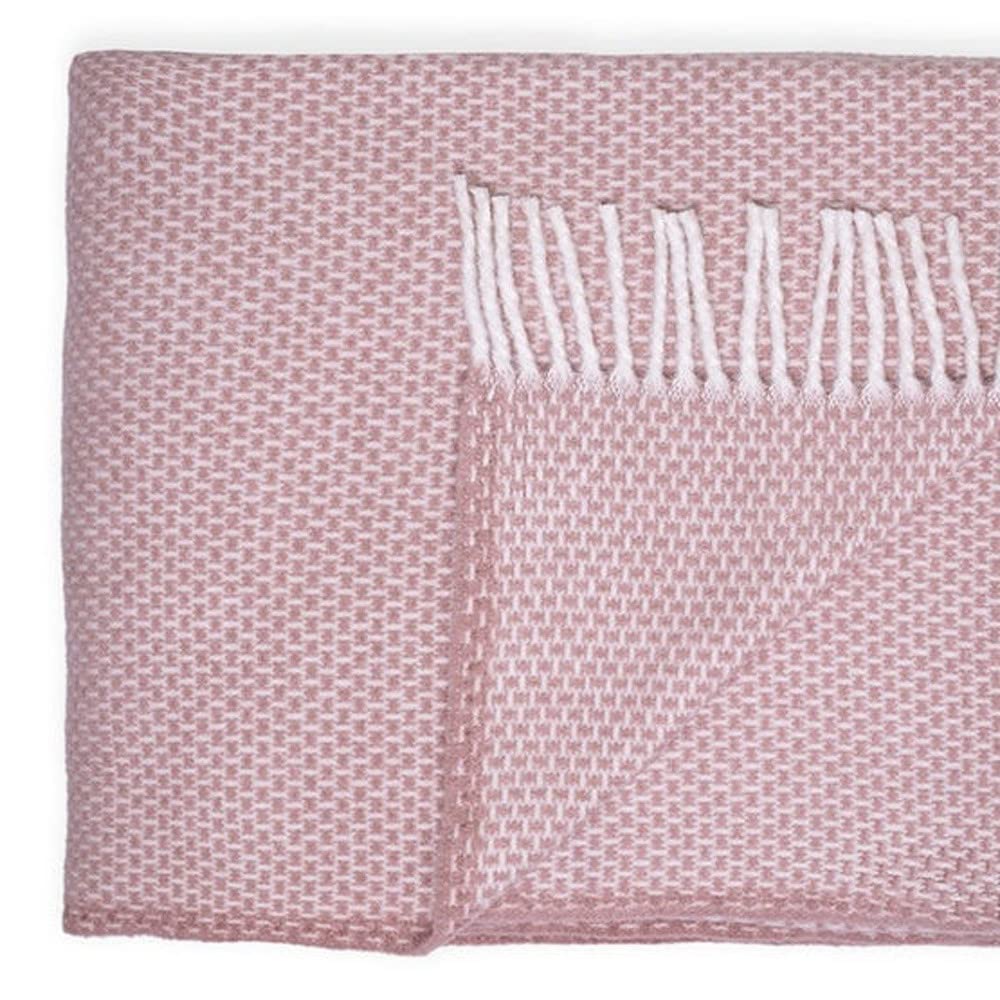 HomeRoots Cotton/Acrylic Soft Dusty Rose Links Pattern Throw Blanket