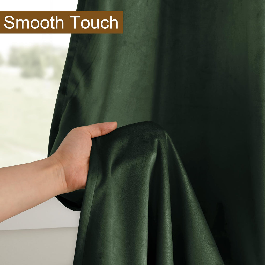 Dwcn Velvet Curtains Extra Wide Olive Green Elegant Sunlight Blocking Curtains For Living Room Thermal Insulated Noise Reducing