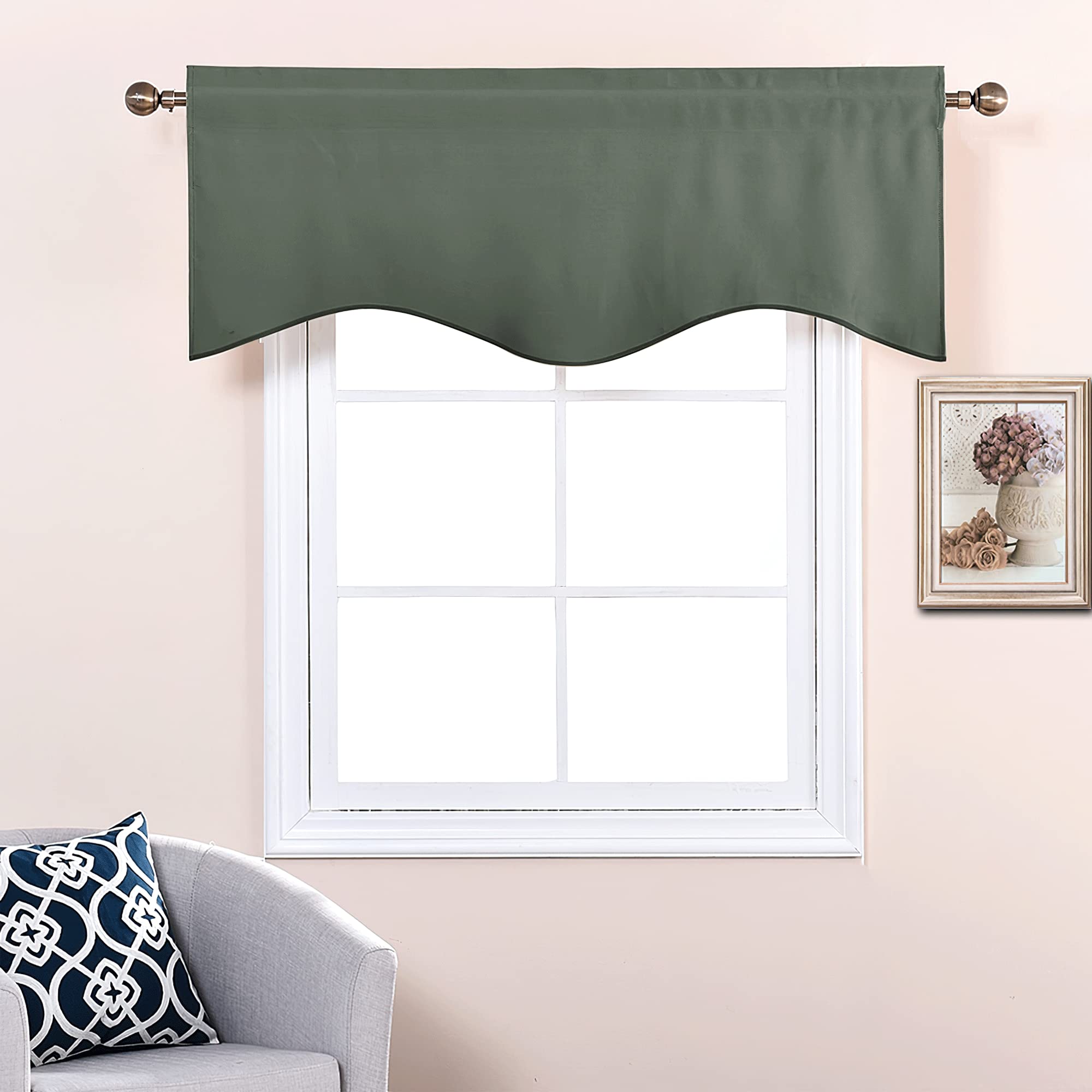 Nicetown Valance Curtains For Kitchen Blackout Thermal Insulated Solid Rod Pocket Window Curtain Valance For Living Room/Bedroom