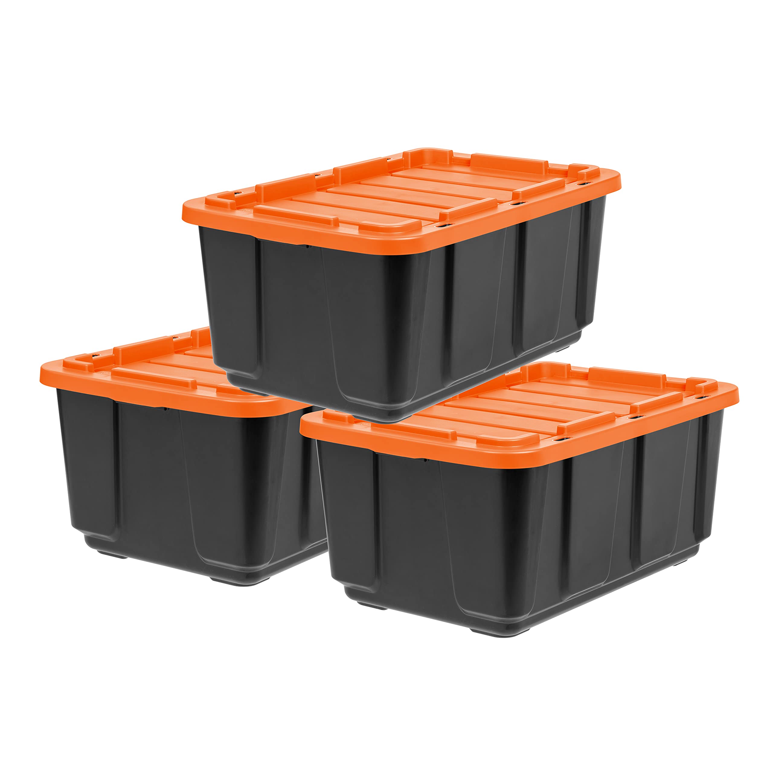 IRIS USA 27 Gallon Heavy-Duty Storage Tote with Lids, Plastic Bin Organizer Container with Durable Lid and Secure Latching Buckl