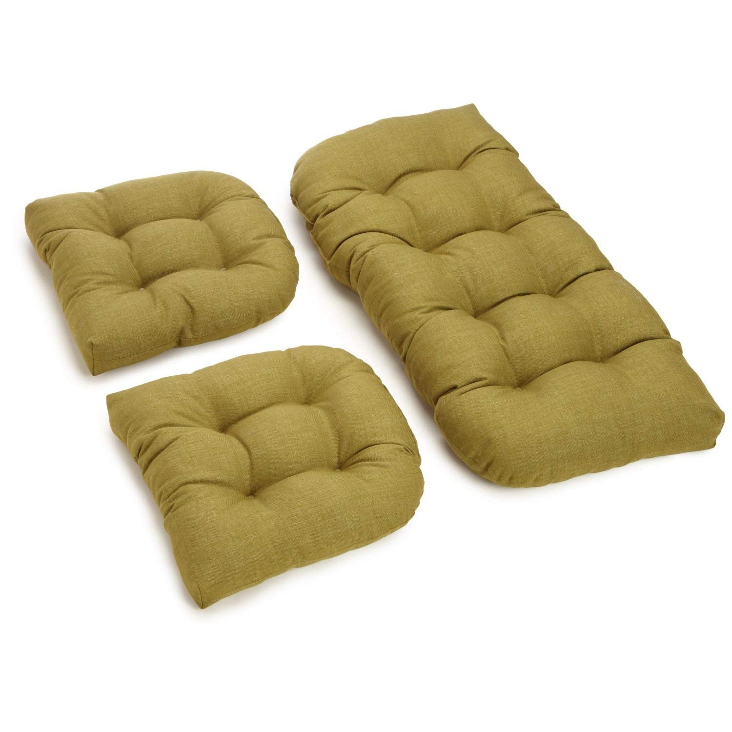 Blazing Needles Indoor/Outdoor Rounded Back Settee Cushion Set, Avocado 3 Count